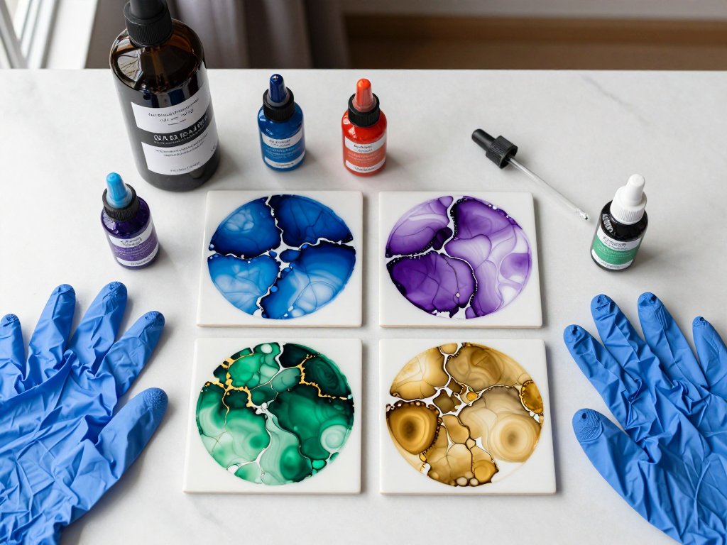 Alcohol Ink Tile Art: DIY Coasters and Decor