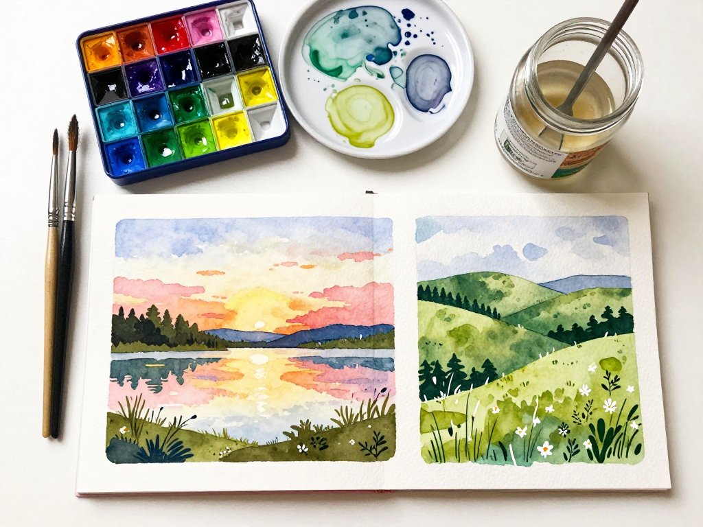 Easy Watercolor and Gouache: 5 Summer Landscapes