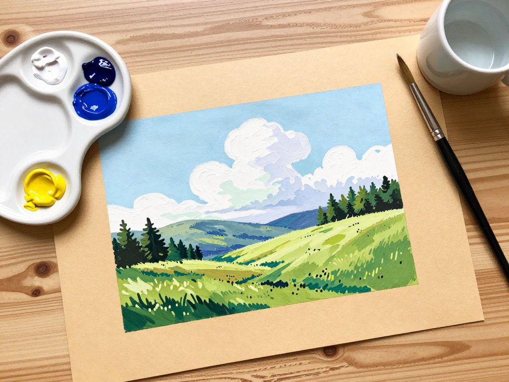 Gouache on Toned Paper: Soft Summer Landscapes