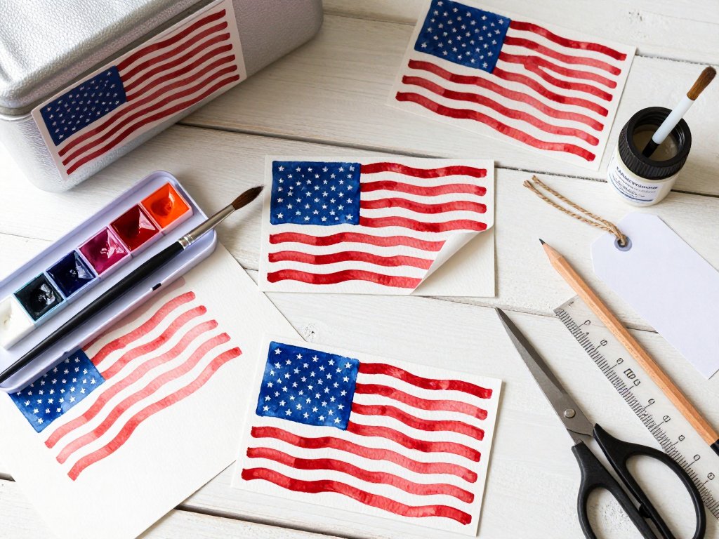 Watercolor Flag Stickers: Easy July 4th Project